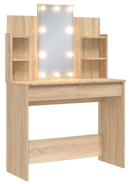 VidaXL Sminkasztal LED-del - Sonoma Tölgy - 96x40x142 cm