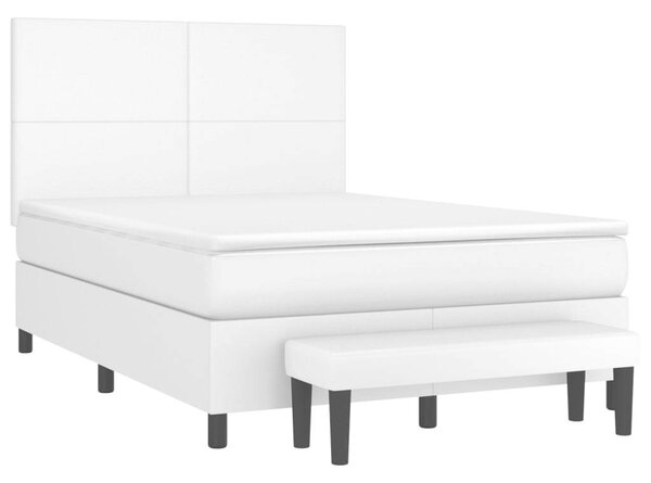 VidaXL fehér műbőr rugós ágy matraccal 140x190 cm