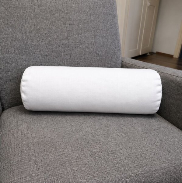Hengerpárna huzat 15Ø x 40 cm méretben hófehér vászon