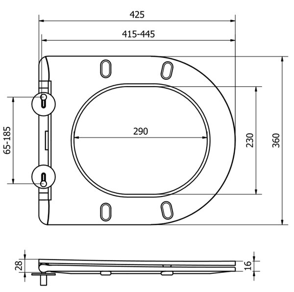 Mexen lassan csukódó slim deska, duroplast, fehér matt - 39740001