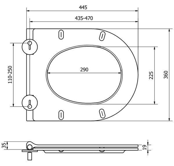 Mexen slim lassan záródó deszka, duroplast, fényes fehér - 39050100
