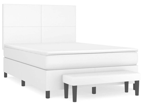 VidaXL fehér műbőr rugós ágy matraccal 140x190 cm