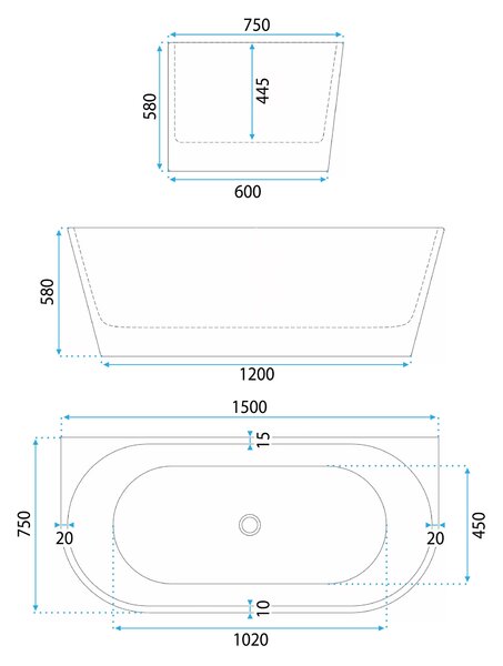 Fürdőkád Rea Eris 150cm