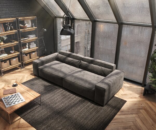 DELIFE Nagy kanapé Sirpio XL 270x130 cm mikroszálas khaki-barna