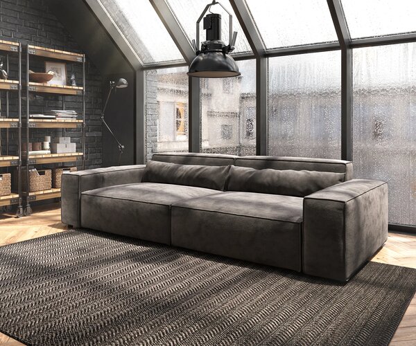 DELIFE Nagy kanapé Sirpio XL 270x130 cm mikroszálas khaki-barna