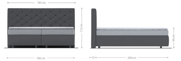 DELIFE Boxspring ágy Dream-Great 180x200 cm mikroszálas szürke matraccal és topperrel