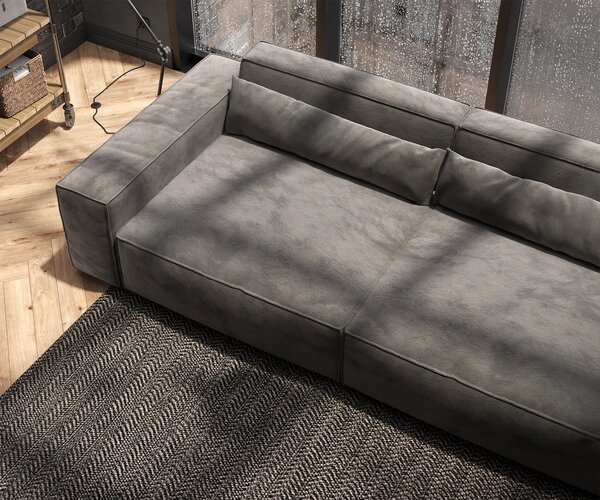 DELIFE Nagy kanapé Sirpio XL 270x130 cm mikroszálas khaki-barna