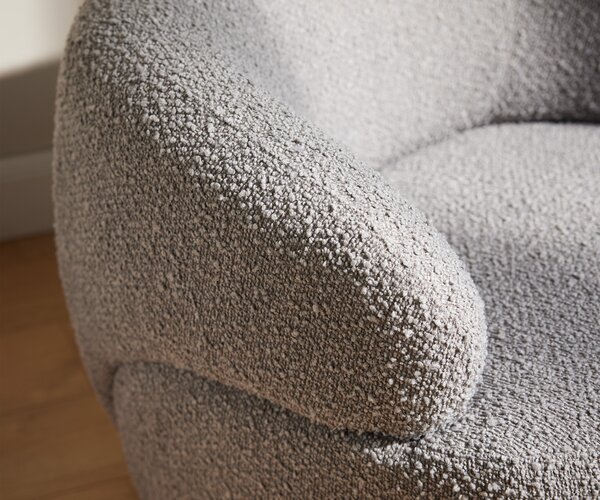 DELIFE Lounge fotel Nova 88x88 cm bouclé ezüstszürke