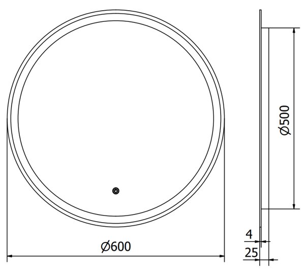 Mexen Gobi, LED kör alakú fürdoszobai tükör háttérvilágítással 60 cm, 6000K, páramentes, 9801-060-060-611-00
