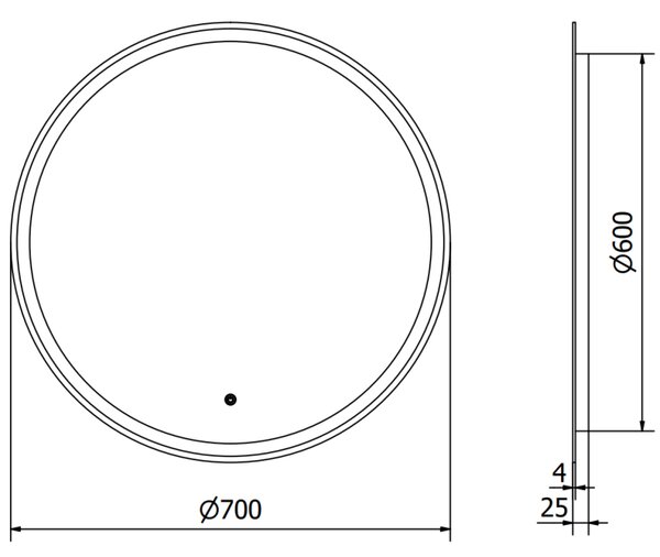 Mexen Gobi, LED kör alakú fürdoszobai tükör háttérvilágítással 70 cm, 6000K, páramentes, 9801-070-070-611-00