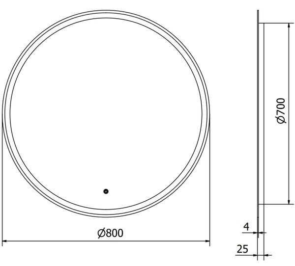 Mexen Gobi, LED kör alakú fürdoszobai tükör háttérvilágítással 80 cm, 6000K, páramentes, 9801-080-080-611-00