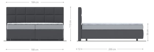 DELIFE Boxspring ágy Dream-Fine 180x200 cm mikroszálas fekete matraccal és topperrel