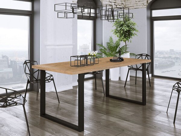 Asztal Tucson 138, 75x67cm, Lancelot tölgy, Fekete