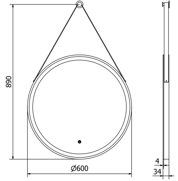 Mexen Reni, LED fürdõszobai tükör háttérvilágítással 60x60 cm, 6000K, fekete keret, páramentes, 9812-060-060-611-70