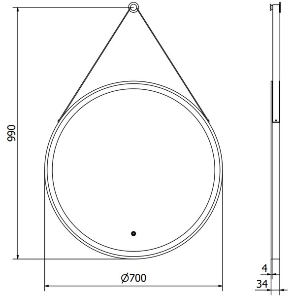 Mexen Reni, LED fürdoszobai tükör háttérvilágítással 70x70 cm, 6000K, fekete keret, páramentes, 9812-070-070-611-70