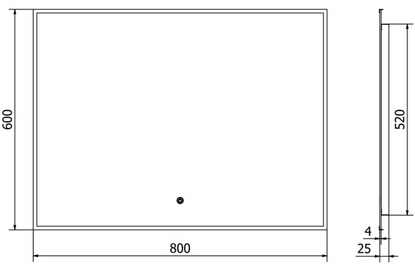 Mexen Erma, LED fürdoszobai tükör háttérvilágítással és fekete kerettel 80x60 cm, 6000K, páramentesíto, 9814-080-060-611-70
