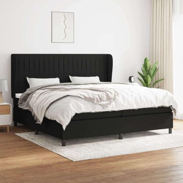 VidaXL Fekete Szövet Ágy Matraccal - 200x200 cm