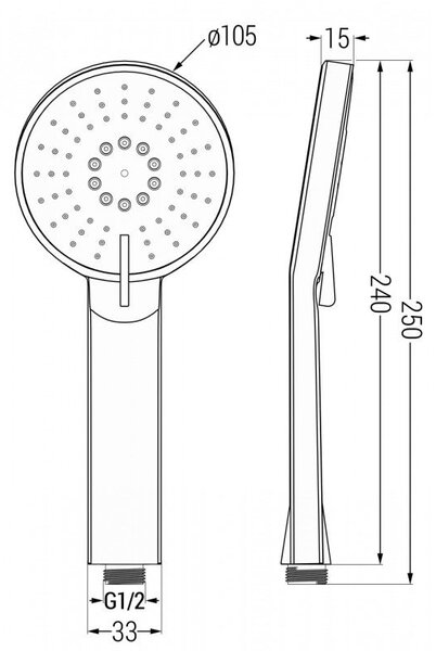 Mexen R-40 3-funkciós zuhanyfej, króm - 79540-00