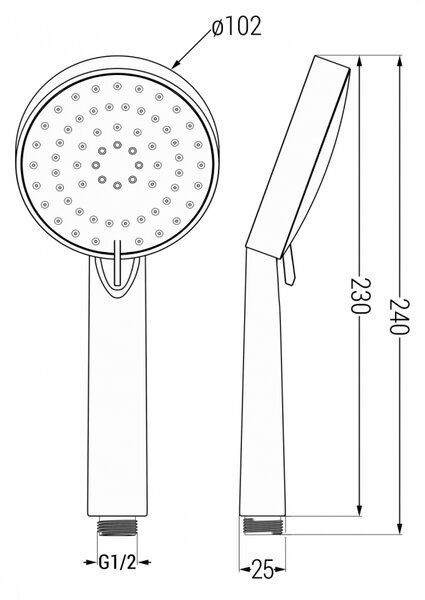 Mexen R-75 3 funkciós zuhanyfej, króm - 79575-00