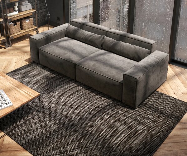 DELIFE Nagy kanapé Sirpio 230x95 cm mikroszálas khaki-barna