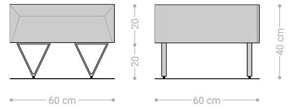 DELIFE Dohányzóasztal Kayu 60x60 cm akác természetes 2 fiókos V-láb rozsdamentes acélból
