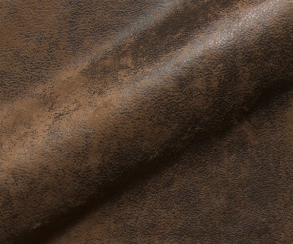 DELIFE "U alakú kanapé Elio 300x185 cm bőr imitáció vintage barna antik puffal"