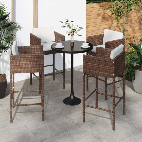 VidaXL Polyrattan Bárszékek - 4 db - Barna