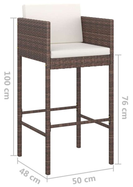VidaXL Polyrattan Bárszékek - 4 db - Barna