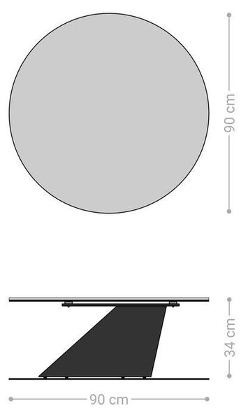 DELIFE Dohányzóasztal Edge kerek 90x90 cm kerámia Minas Melange Conis fém titán színű effektfinish