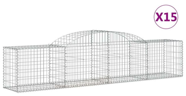 VidaXL 15 db íves horganyzott vas gabion kosár 300x50x60/80 cm