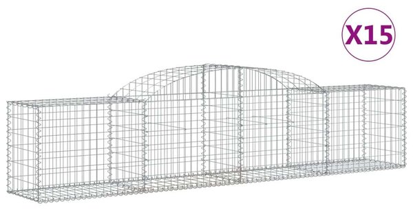 VidaXL 15 db íves horganyzott vas gabion kosár 300x50x60/80 cm