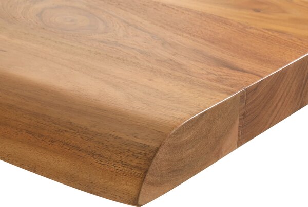 DELIFE Étkezőasztal Edge 160x90 XL akác természetes fekete vékony lábazat Live-Edge
