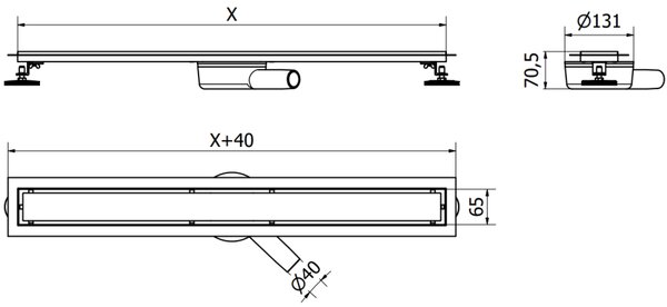 Mexen Flat 360° M12 zuhanyfolyóka 50 cm, matt arany, 1A21050-40