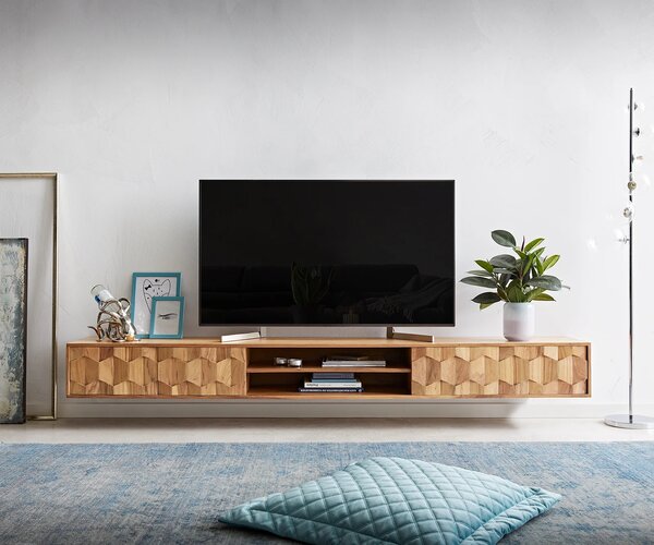 DELIFE TV szekrény Fevo 240 cm akác természetes 4 ajtós lebegő