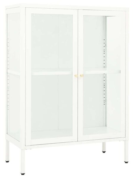 VidaXL Fehér Acél Üveg Tálalószekrény - 75x35x105 cm