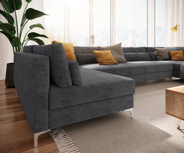 DELIFE "U alakú kanapé Elio XL 400x185 cm mikroszálas grafit"