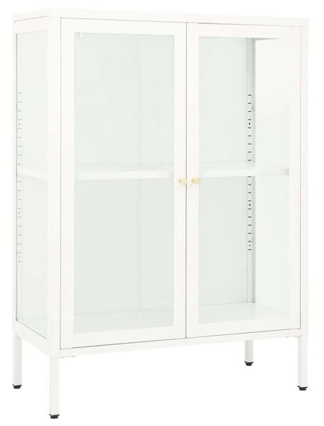 VidaXL Fehér Acél Üveg Tálalószekrény - 75x35x105 cm