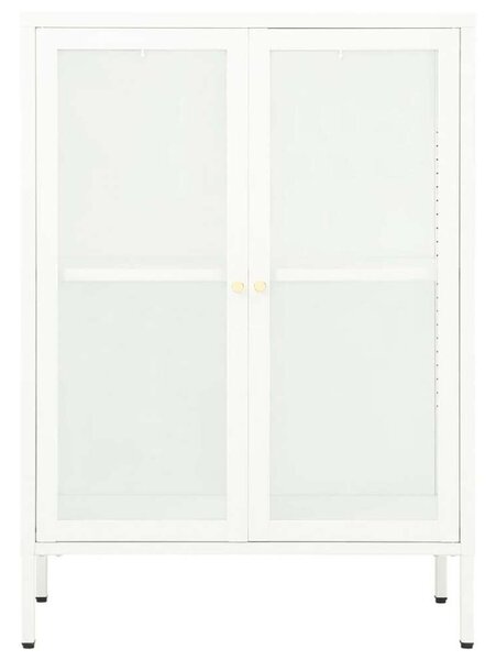 VidaXL Fehér Acél Üveg Tálalószekrény - 75x35x105 cm