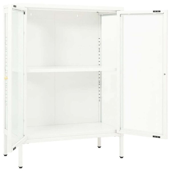 VidaXL Fehér Acél Üveg Tálalószekrény - 75x35x105 cm