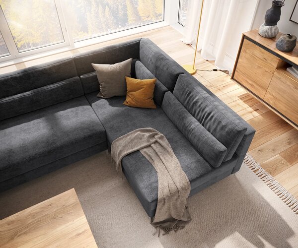 DELIFE "U alakú kanapé Elio XL 400x185 cm mikroszálas grafit"
