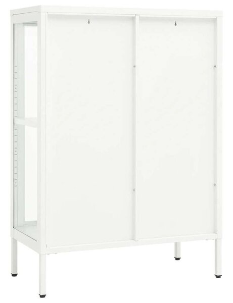VidaXL Fehér Acél Üveg Tálalószekrény - 75x35x105 cm