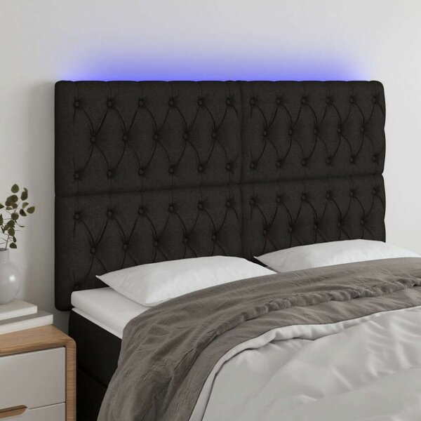 VidaXL LED Fejtámla - Fekete Szövet - 160x128cm
