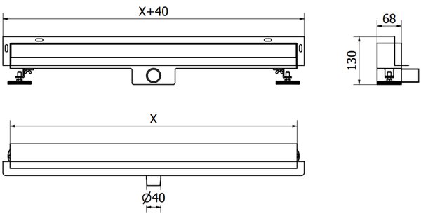 Mexen Flat Wall, fali zuhanyfolyóka 2 az 1-ben, 50 cm, matt arany, 1A30050