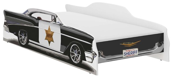 SHERIFF autós gyerekágy 140x70cm - ajándék matraccal