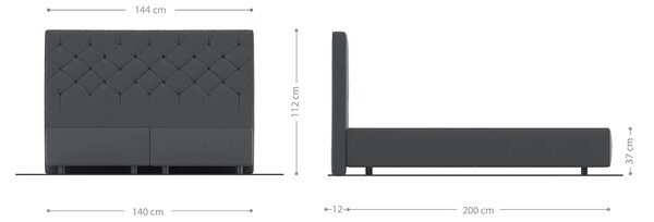 DELIFE Boxspring ágy Dream-Great 140x200 cm mikroszálas antracit vintage