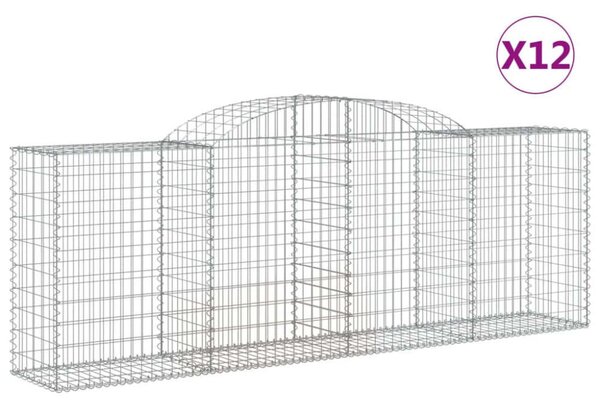 VidaXL 12 db íves horganyzott vas gabion kosár 300 x 50 x 100/120 cm