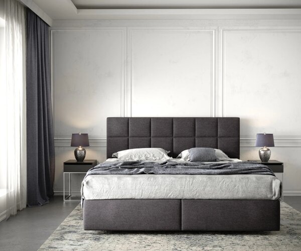 DELIFE Boxspring ágy Dream-Fine 180x200 cm mikroszálas fekete matraccal és topperrel