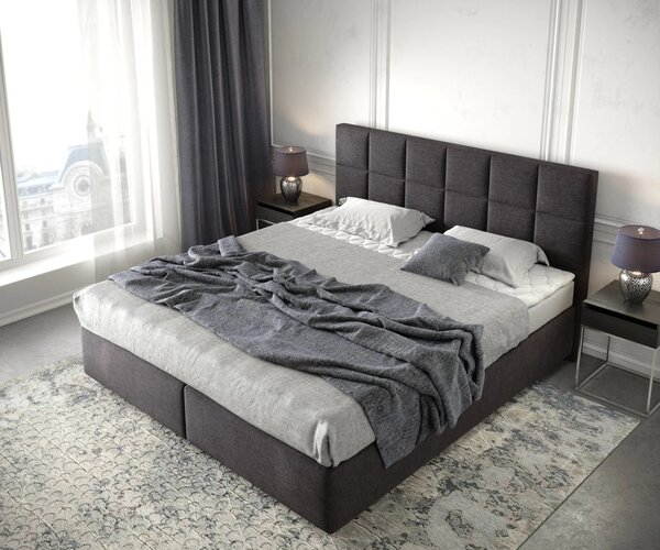 DELIFE Boxspring ágy Dream-Fine 180x200 cm mikroszálas fekete matraccal és topperrel