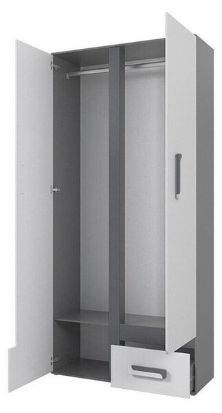 Gardróbszekrény Aviseve 106, Laminált forgácslap, 192x85x50cm, Antracit, Fehér