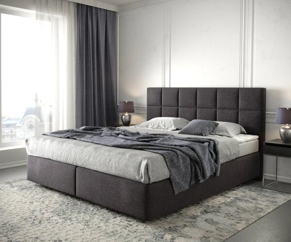 DELIFE Boxspring ágy Dream-Fine 180x200 cm mikroszálas fekete matraccal és topperrel
